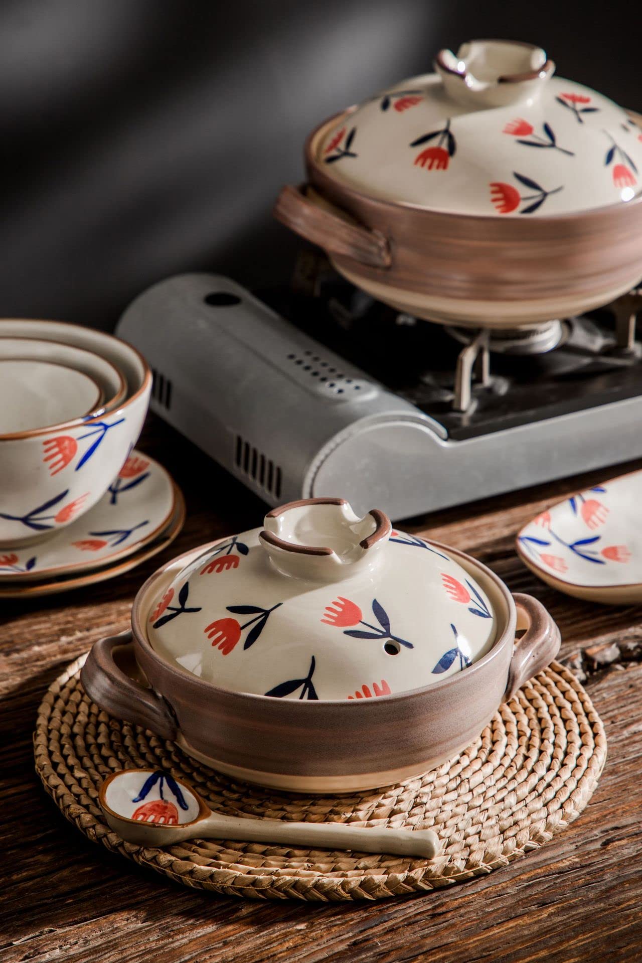 Amazon | 日本の粘土鍋 鍋 粘土鍋 土鍋 レトロ 和風 セラミック